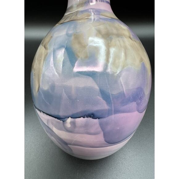 Bruce Fairman Studio Art Pottery Pink Purple & Tan Luster Glaze Vase 7” Signed - Picture 4 of 11